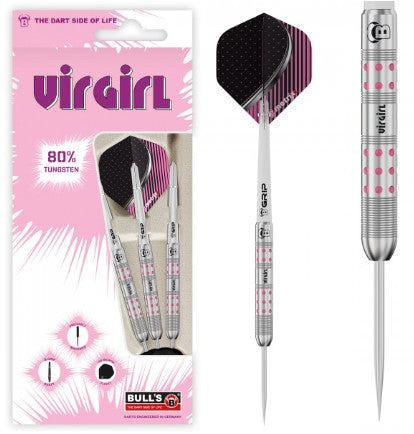 BULL'S DE - Virgirl VR1 - Steel Tip Darts - 80% Tungsten - Pink - RRP £41.95
