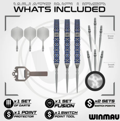 Winmau - Lunaris - Parallel - Switch Points- Steel Tip Dart - 90% Tungsten (STOCK ITEM)