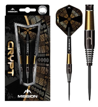 Mission - Crypt - Steel Tip Darts - 90% Tungsten - M2 - Black & Gold