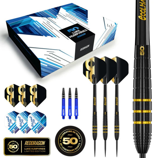 Red Dragon - Luke Humphries - 50 Year Anniversary - Steel Tip Darts - 90% Tungsten (STOCK ITEM)