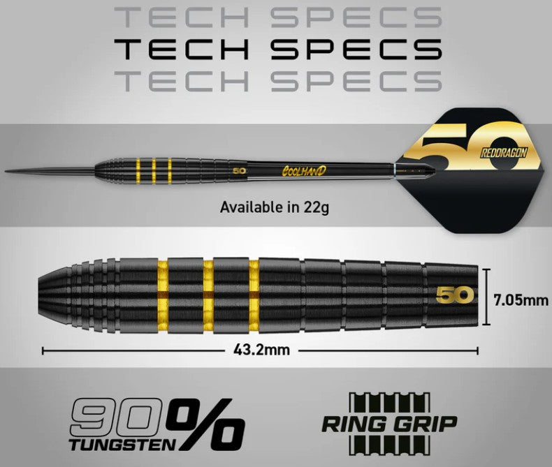 Red Dragon - Luke Humphries - 50 Year Anniversary - Steel Tip Darts - 90% Tungsten (STOCK ITEM)