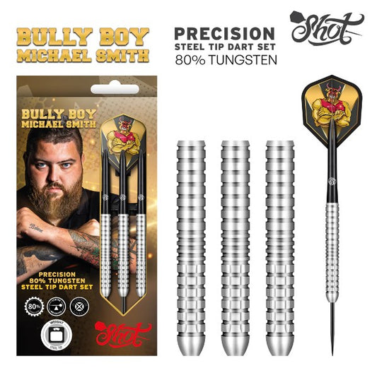 Shot - Michael Smith - Steel Tip Darts - 80% Tungsten - Precision - Centre Weighted