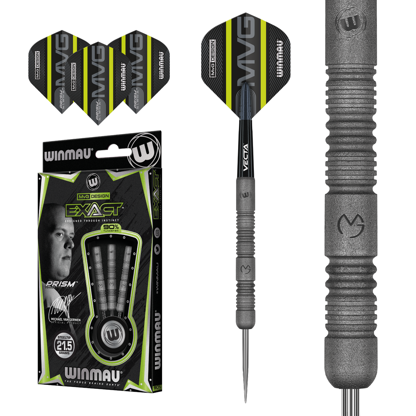 Winmau - Michael van Gerwen - 90% Tungsten - Steel Tip Darts - MVG - Exact