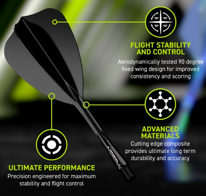 Winmau - Fusion - Intergrated Flight & Shaft - Arrow - Black (STOCK ITEM)