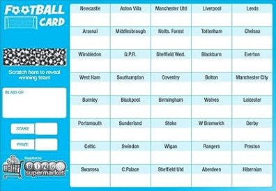 Football / Fundraising Card - 40 Squares - Pack of 10 Cards