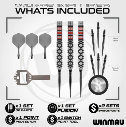 Winmau - Fornax- Parallel-Switch Points- Steel Tip Dart - 90% Tungsten (STOCK ITEM)