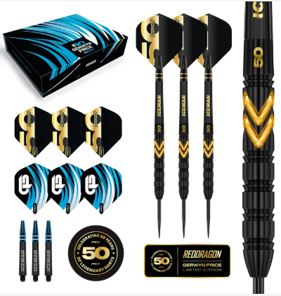 Red Dragon - Gerwyn Price - 50 Year Player Edition - Steel Tip Darts - 90% Tungsten (STCK ITEM)