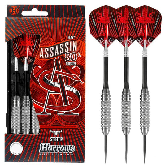 Harrows - Assassin - Steel Tip Darts - 80% Tungsten - 34gK