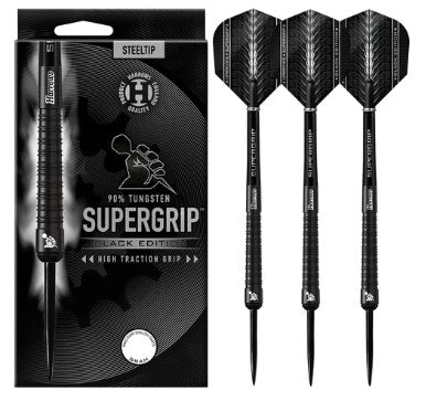 Harrows - Supergrip - Steel Tip Darts - 90% Tungsten - Black