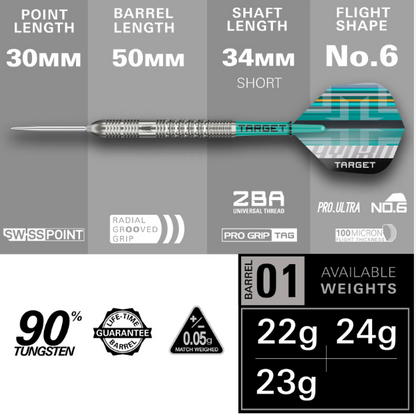 Target - Hydro G1 - Swiss Point Dart - 90% Tungsten (STOCK ITEM)