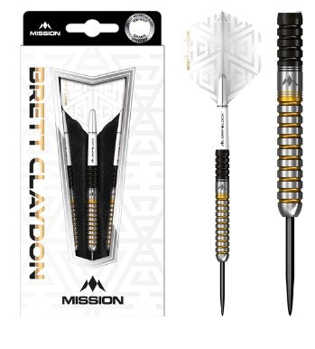 Mission - Brett Claydon - Steel Tip Darts - 90% Tungsten - Black & Gold