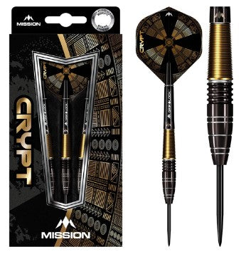 Mission - Crypt - Steel Tip Darts - 90% Tungsten - M1 - Black & Gold