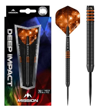 Mission - Deep Impact - 80% Tungsten - Steel Tip Darts - Black - M4 - Orange