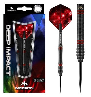 Mission - Deep Impact - 80% Tungsten - Steel Tip Darts - Black - M5 - Red