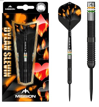 Mission - Dylan Slevin - Steel Tip Darts - 90% Tungsten - Black Titanium - Oceans