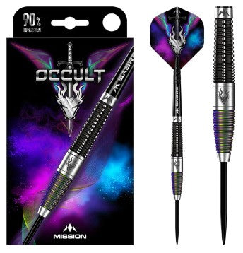 Mission - Occult - Steel Tip Darts - 90% Tungsten - Black & Coral PVD