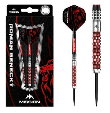 Mission - Roman Benecky - Steel Tip Darts - Black & Red - 90% Tungsten