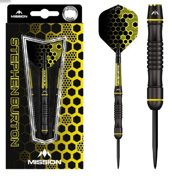 Mission - Stephan Burton - Steel Tip Darts - 90% Tungsten - Black Titanium - Bertie