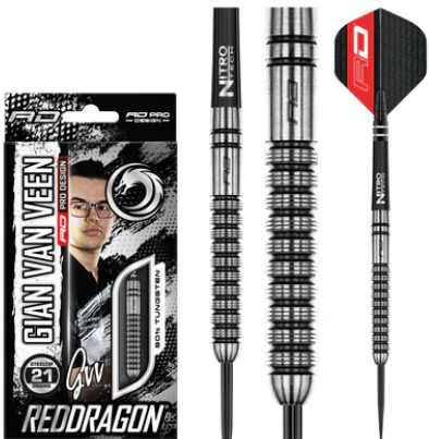 Red Dragon - Gian Van Veen - Steel Tip Darts - 90% Tungsten (STOCK ITEM)