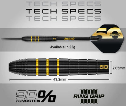 Red Dragon - Luke Humphries - 50 Year Anniversary - Steel Tip Darts - 90% Tungsten (STOCK ITEM)