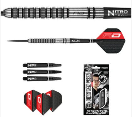 Red Dragon - Gian Van Veen - Steel Tip Darts - 90% Tungsten (STOCK ITEM)