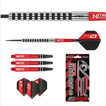 Red Dragon - Javelin - Black - Steel Tip Darts - 85% Tungsten (STOCK ITEM)