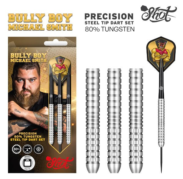 Shot - Michael Smith - Steel Tip Darts - 80% Tungsten - Precision - Centre Weighted