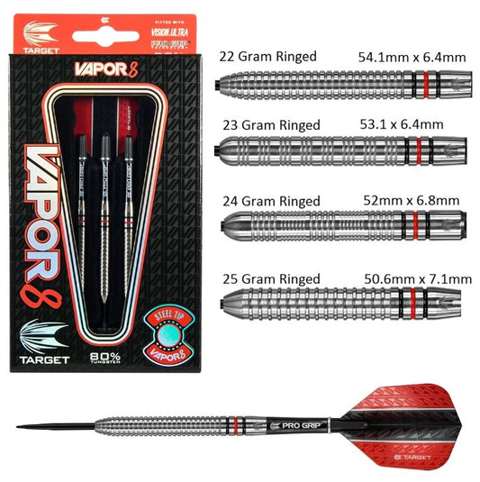 Target Vapor8 Ringed - Steel Tip Darts - 80% Tungsten