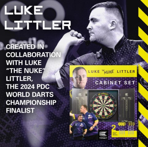 Target - Luke 'The Nuke' Littler - Dart Board and Cabinet Set