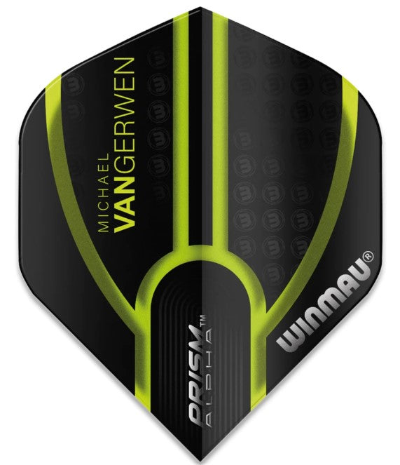 Winmau -  Prism Alpha Dart Flights - 100 Micron 6915-143 - Michael van Gerwen - MVG - Black/Green