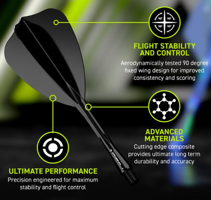 Winmau - Fusion - Intergrated Flight & Shaft - Arrow - Black (STOCK ITEM)