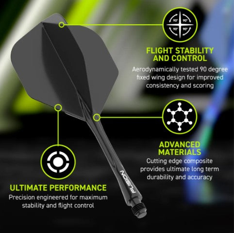 Winmau - Fusion - Intergrated Flight & Shaft - No6 - Black