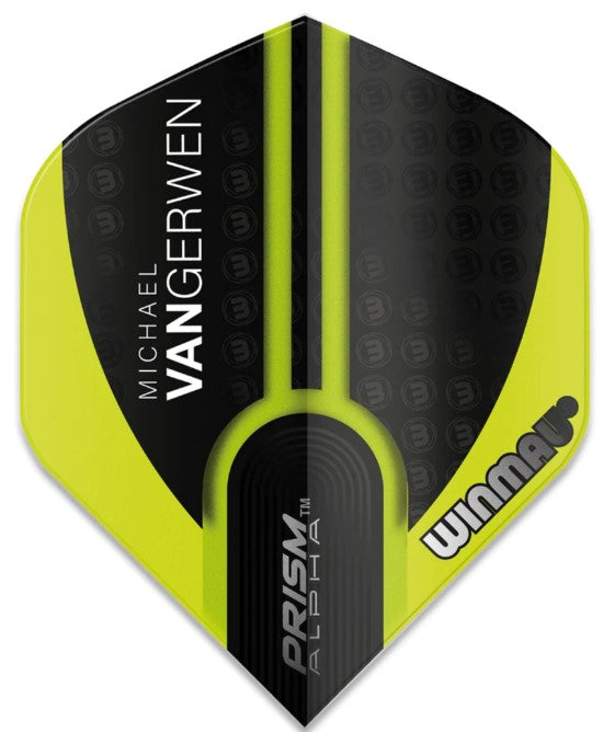 Winmau -  Prism Alpha Dart Flights - 100 Micron 6915-144 - Michael van Gerwen - MVG - Black/Green