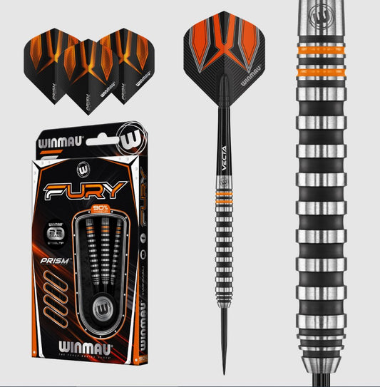 Winmau Fury - Steel Tip Darts - 90% Tungsten Alloy